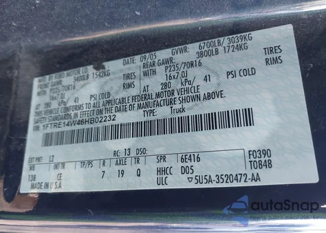 2006 Ford E-150 Commercial/Recreational from USA, damaged, VIN 1FTRE14W46HB02232